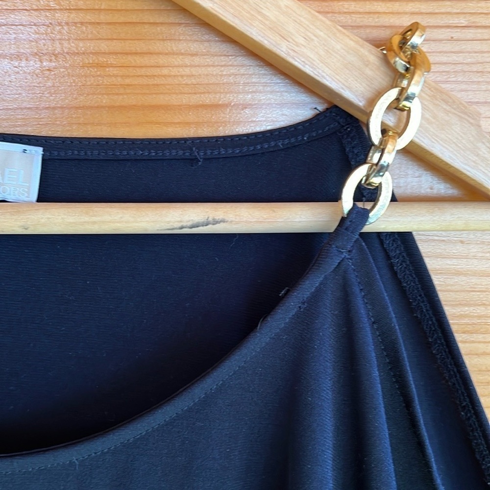 Michael Kors Women's Cold Shoulder Golden Chain Straps Top L - Picture 3 of 6